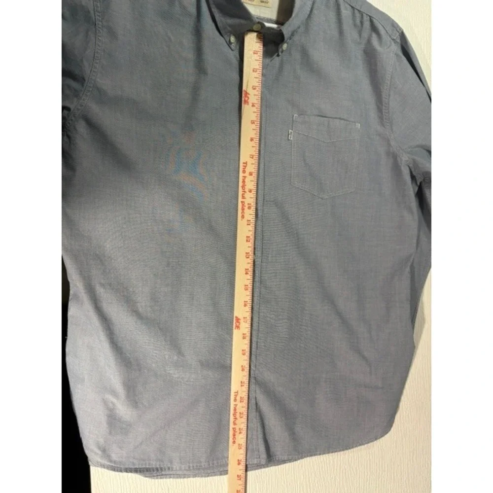 Levis Mens XXL Blue Long Sleeve Button Down Shirt Cotton Blend Casual Top MC0048